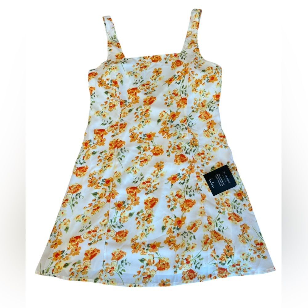 Lulus Day Date Tie Back White Orange Floral Mini Dress Womens Size Large New - Picture 7 of 13